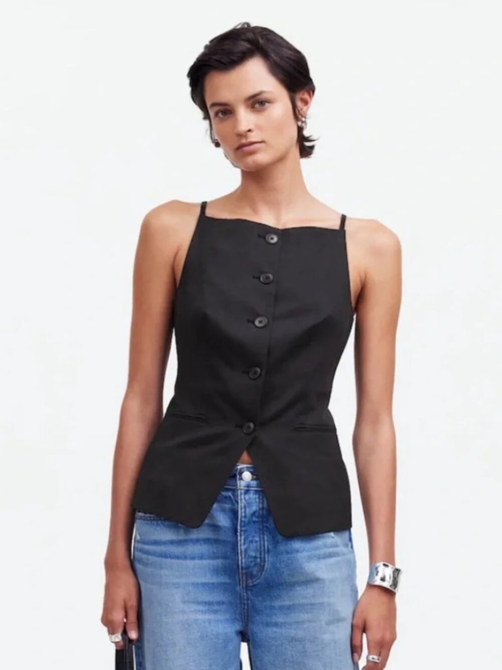Madewell Square-Neck Vest in Drapey Twill